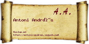Antoni András névjegykártya